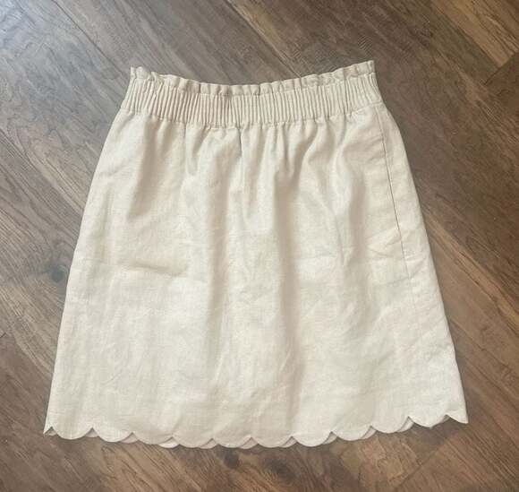 J.Crew Dresses & Skirts - J.Crew Linen-Cotton Scalloped Hem Mini Skirt Size 2